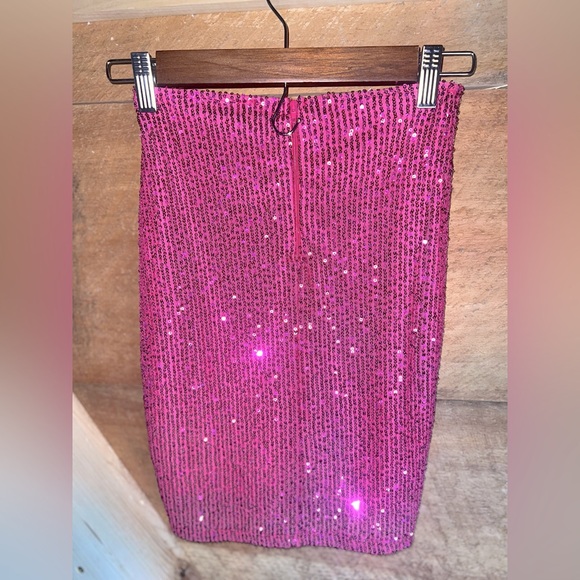 Windsor Marvel at me sequin mini skirt party hot pink women’s small - Picture 5 of 6